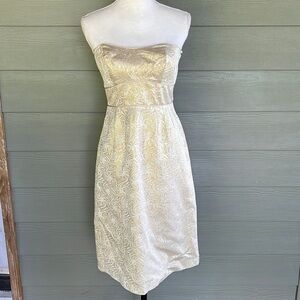 Molly New York Metallic Gold Sparkly Strapless Dress